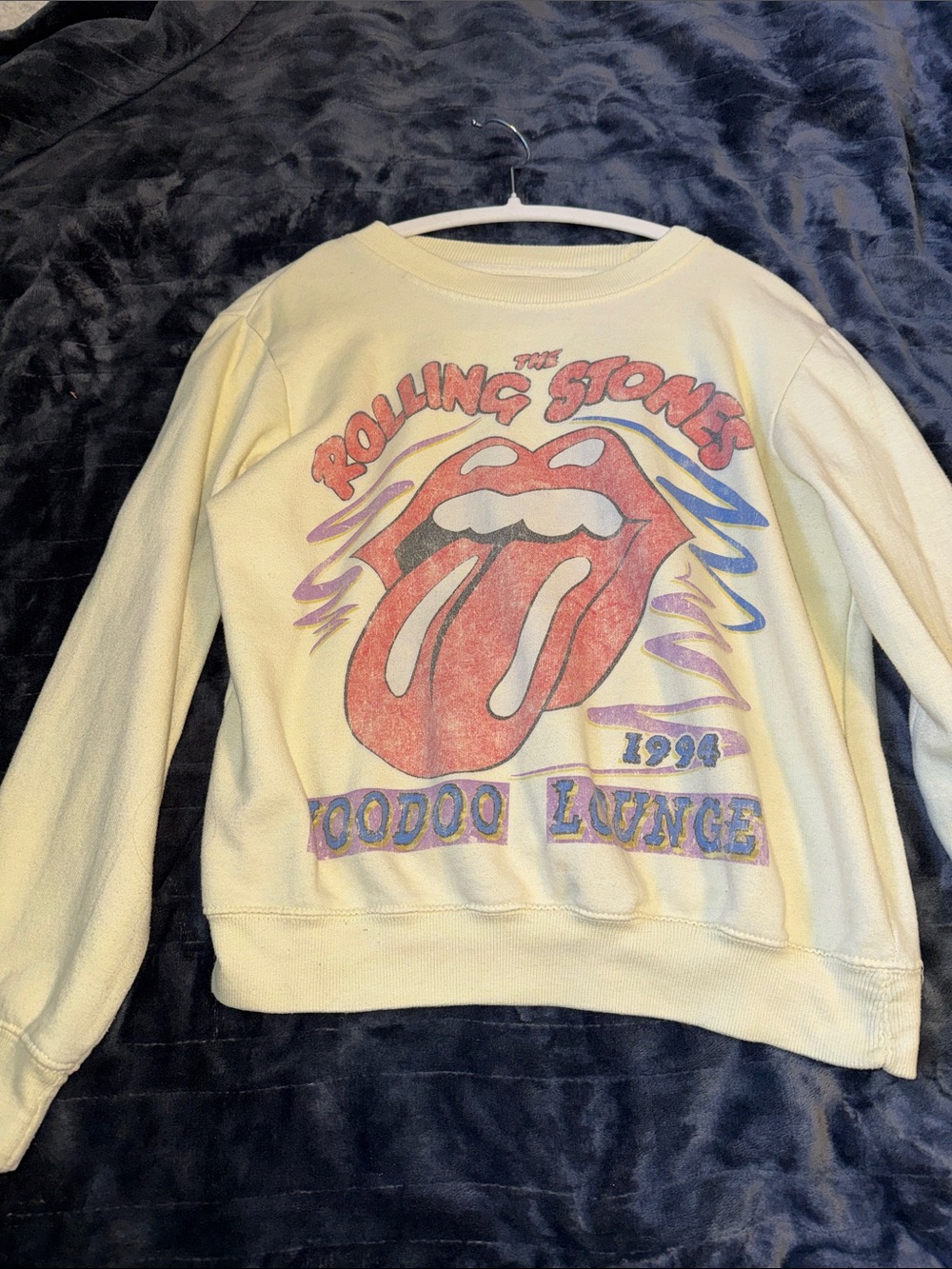 the Rolling Stones Cream Sweatshirt with Red Graphic Accent